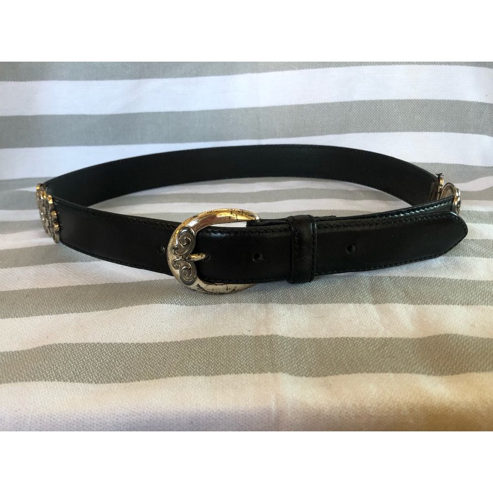 Black Leather Belt with Silver Buckle